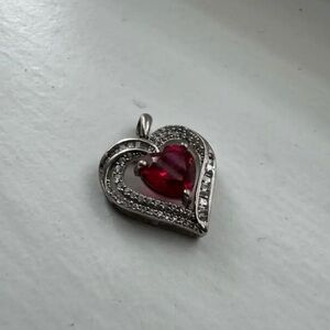 Ruby and White Sapphire Heart Pendant